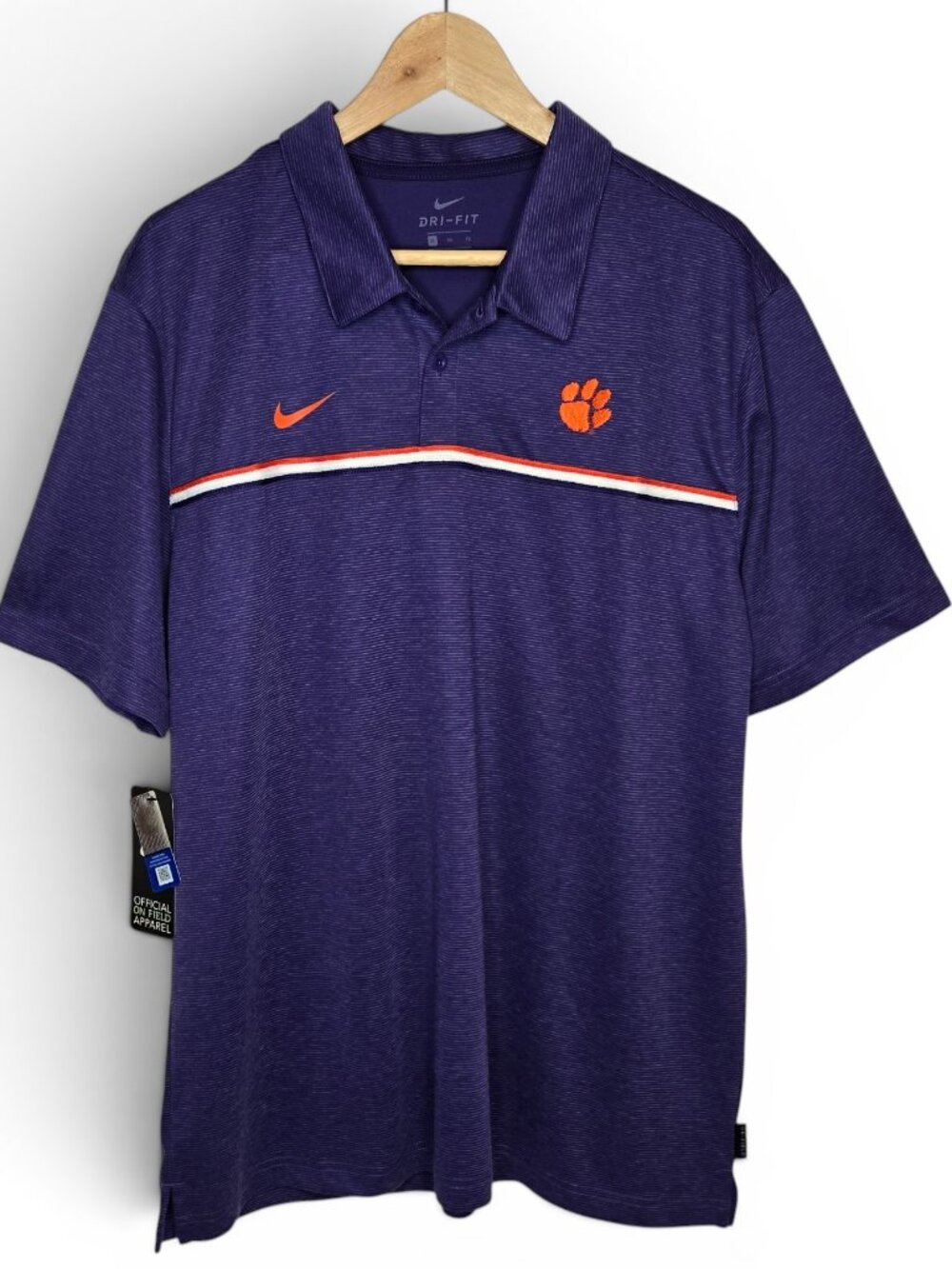 NWT Nike Clemson Tigers Nike Dri Fit Polo Shirt Mens Embroidered Paw Football XL